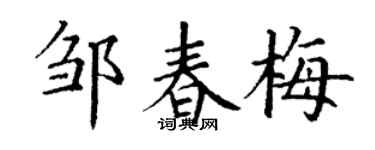 丁谦邹春梅楷书个性签名怎么写