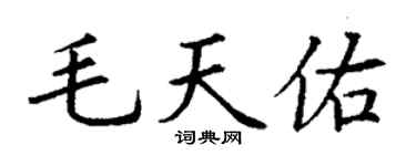 丁谦毛天佑楷书个性签名怎么写