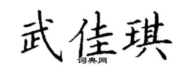 丁谦武佳琪楷书个性签名怎么写