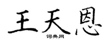 丁谦王天恩楷书个性签名怎么写