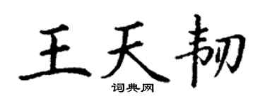 丁谦王天韧楷书个性签名怎么写