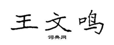 袁强王文鸣楷书个性签名怎么写