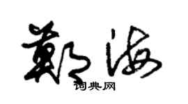 朱锡荣郑海草书个性签名怎么写