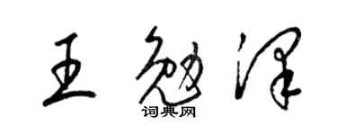 梁锦英王勉泽草书个性签名怎么写