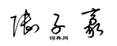 梁锦英陆子豪草书个性签名怎么写