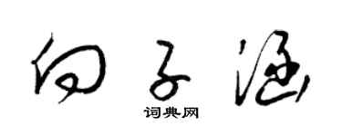 梁锦英向子涵草书个性签名怎么写