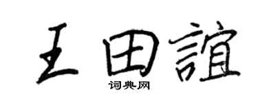 王正良王田谊行书个性签名怎么写