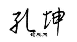 王正良孔坤行书个性签名怎么写