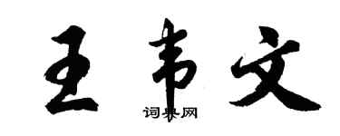 胡问遂王韦文行书个性签名怎么写