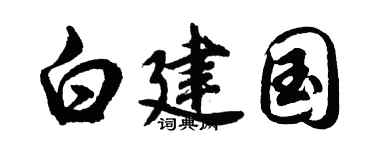 胡问遂白建国行书个性签名怎么写