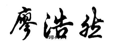 胡问遂廖浩然行书个性签名怎么写