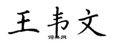 丁谦王韦文楷书个性签名怎么写