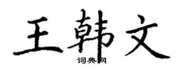 丁谦王韩文楷书个性签名怎么写