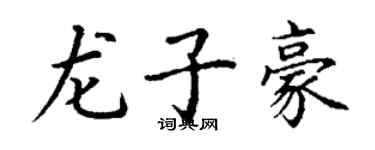 丁谦龙子豪楷书个性签名怎么写