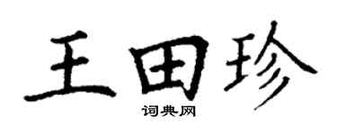 丁谦王田珍楷书个性签名怎么写