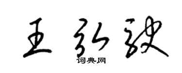 梁锦英王弘驶草书个性签名怎么写