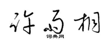 梁锦英许雨桐草书个性签名怎么写