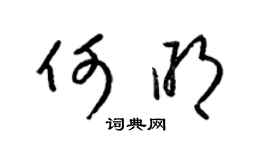 梁锦英何明草书个性签名怎么写