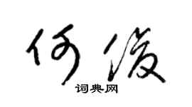 梁锦英何俊草书个性签名怎么写