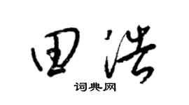 梁锦英田浩草书个性签名怎么写