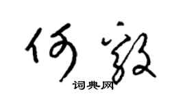 梁锦英何毅草书个性签名怎么写