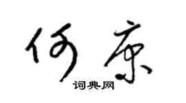 梁锦英何康草书个性签名怎么写