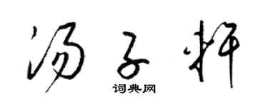 梁锦英汤子轩草书个性签名怎么写