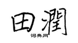 王正良田润行书个性签名怎么写