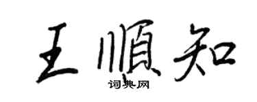 王正良王顺知行书个性签名怎么写