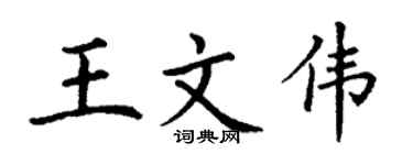 丁谦王文伟楷书个性签名怎么写