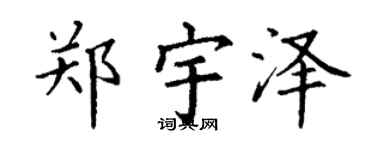 丁谦郑宇泽楷书个性签名怎么写