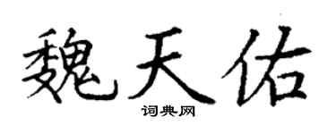 丁谦魏天佑楷书个性签名怎么写