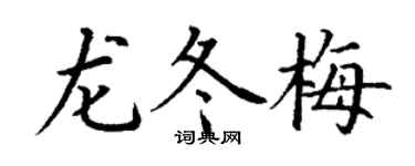 丁谦龙冬梅楷书个性签名怎么写