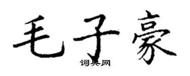 丁谦毛子豪楷书个性签名怎么写