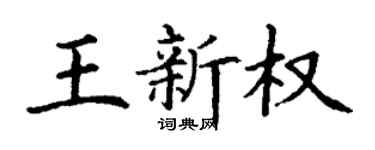 丁谦王新权楷书个性签名怎么写