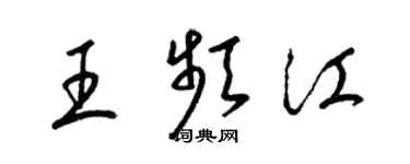 梁锦英王频江草书个性签名怎么写