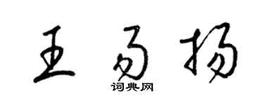 梁锦英王易扬草书个性签名怎么写