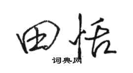 骆恒光田恬行书个性签名怎么写