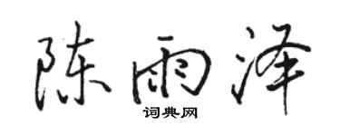 骆恒光陈雨泽行书个性签名怎么写