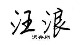 王正良汪浪行书个性签名怎么写