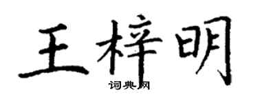 丁谦王梓明楷书个性签名怎么写