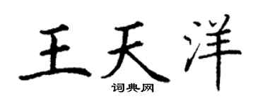 丁谦王天洋楷书个性签名怎么写