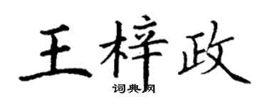 丁谦王梓政楷书个性签名怎么写