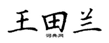 丁谦王田兰楷书个性签名怎么写