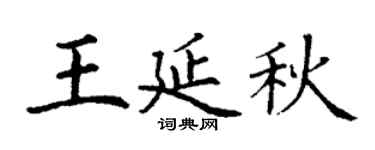 丁谦王延秋楷书个性签名怎么写