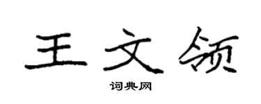 袁强王文领楷书个性签名怎么写