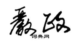 朱锡荣严政草书个性签名怎么写