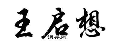 胡问遂王启想行书个性签名怎么写